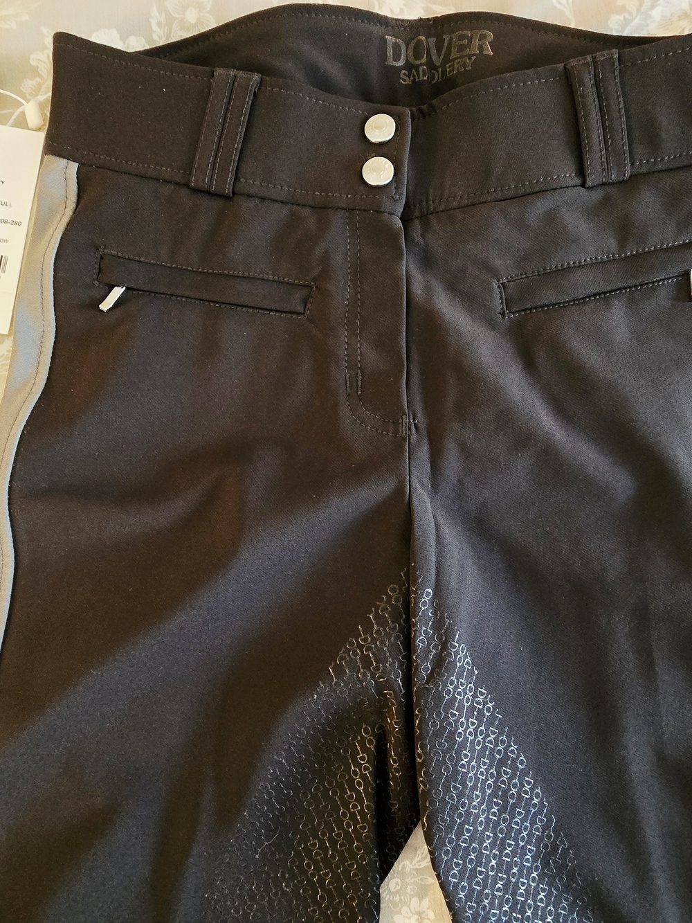 Dover Saddlery Women's Black Riding Breeches with Grip Knee Patch
